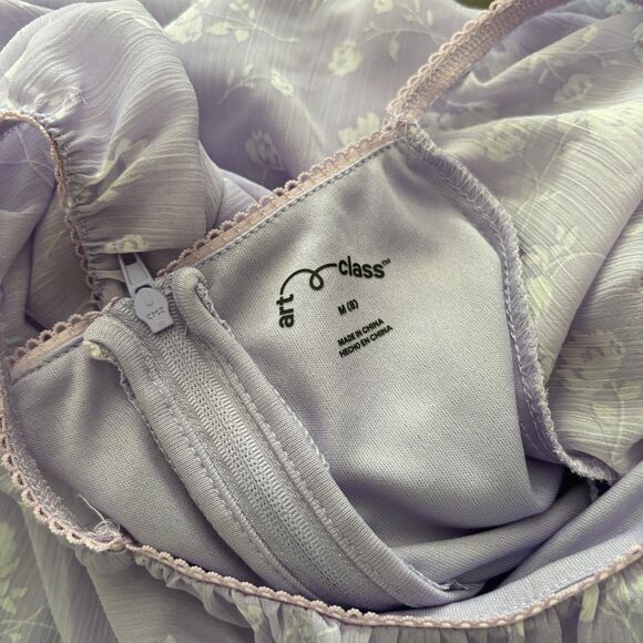 Art Class Girl's Size 8 Square Neckline Lilac Floral Peasant Dress #M - Picture 5 of 5